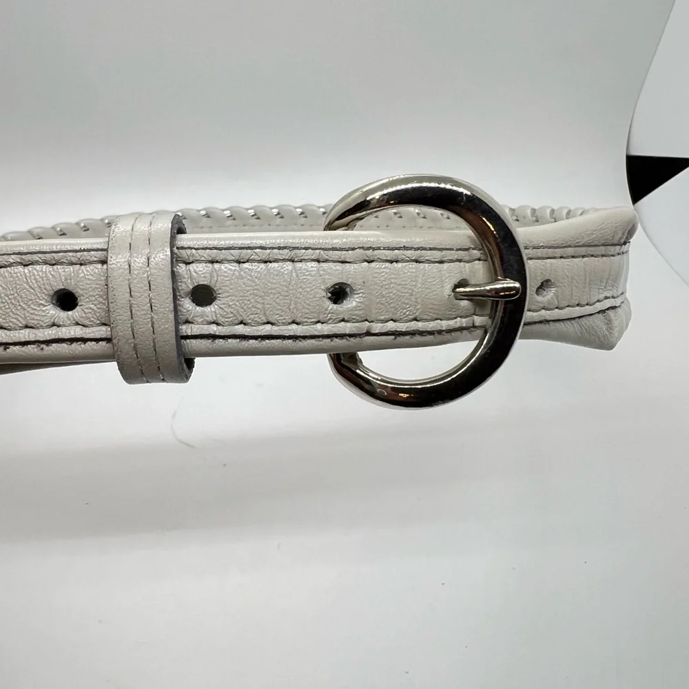 Justin Top Grain Cowhide White and Silver Leather Belt Sz 30